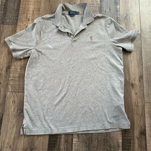 Polo Ralph Lauren Men's Pima Soft Touch Polo Shirt Gray Size L Short Sleeve Logo